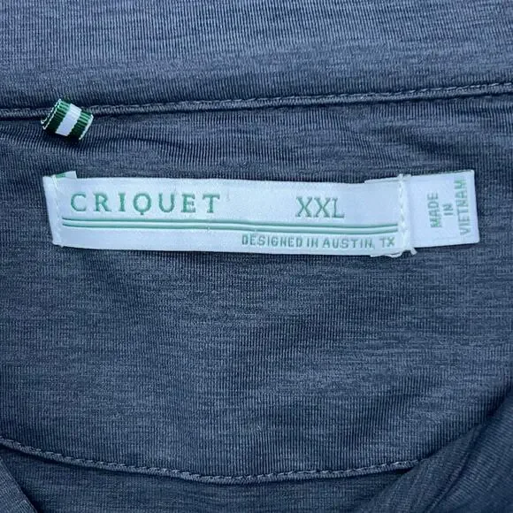 Criquet Men Size XXL Feather Performance Pullover Sweater Quarter Zip Golf Gray